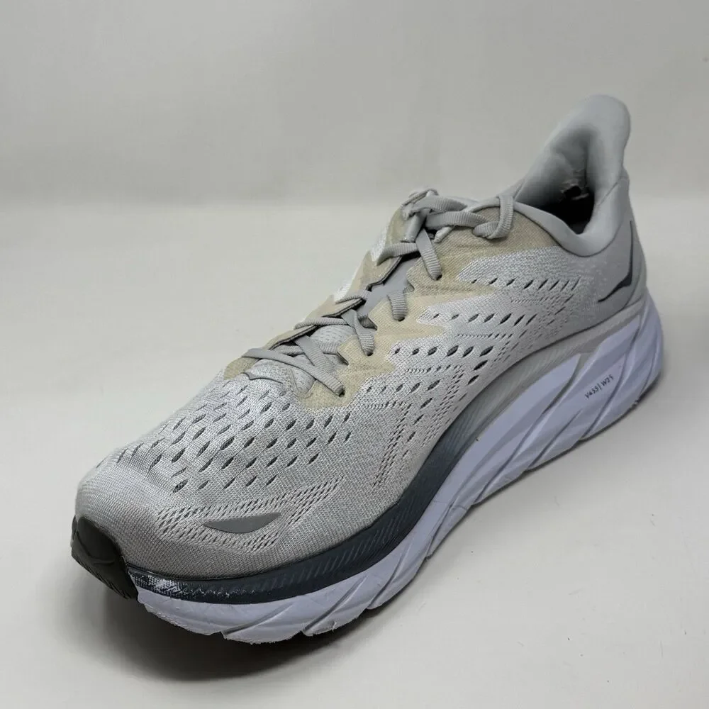 Hoka One One Clifton 8 Shoes Mens 15 2E Wide Lunar Gray Mesh Running Sneakers